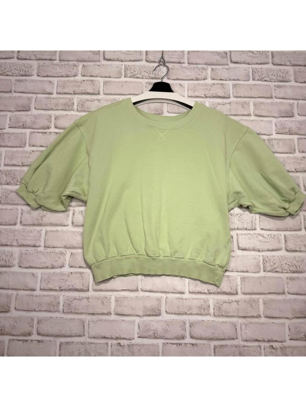 Pilcro Short Sleeve Sweatshirt Lime Green Balloon Sleeve Women's S‎